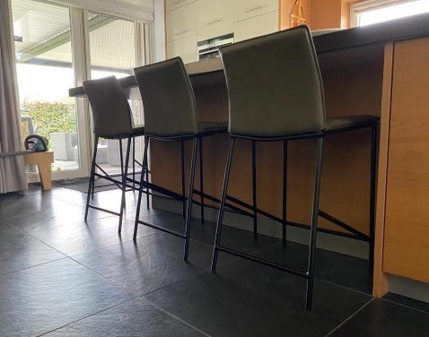 Set van 3 leren barstoelen - groen leer