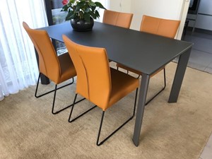 Leren eetkamerstoel mate, geel leer, gele keukenstoelen