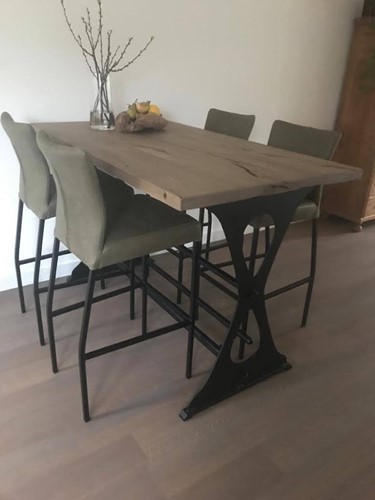 Set van 4 leren barstoelen - groen leer