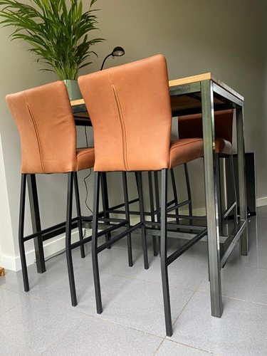 Set van 4 leren barstoelen - cognac kleur leer