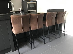 Leren barstoel revolt laag, bruin leer, bruine barkruk