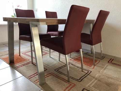 Set van 4 leren eetkamerstoelen - rood leer