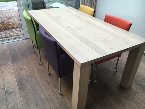 Set van 4 leren kuip eetkamerstoelen - met wieltjes - diverse kleuren