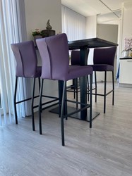 Set van 4 leren barstoelen - paars leer