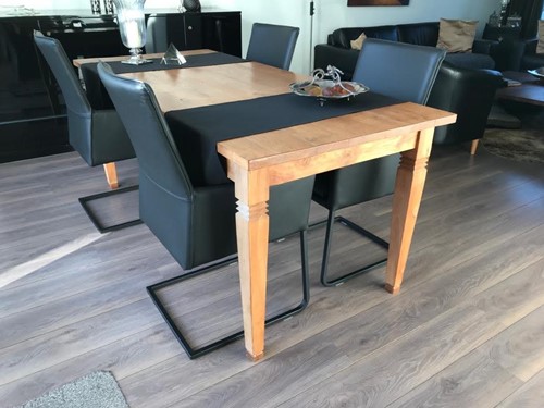 Set van 4 leren eetkamerstoelen met sledepoot - blauw leer