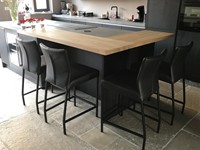Set van 4 leren barstoelen - zwart leer-2
