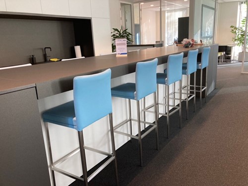 Set van 5 leren barstoelen - blauw leer