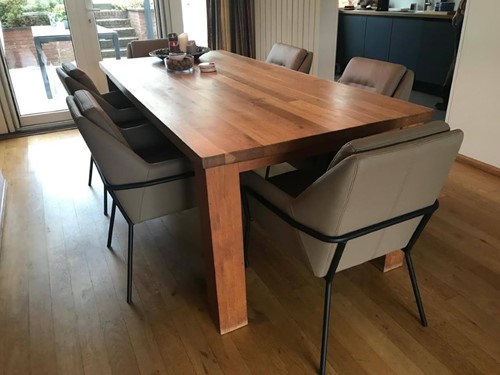 Set van 6 leren eetkamerstoelen - bruin leer