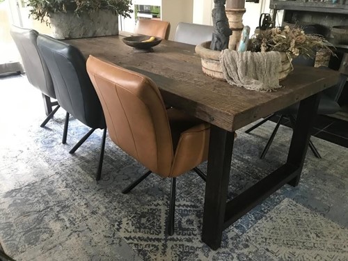 Set van 6 leren eetkamerstoelen - draaibaar - diverse kleuren leer