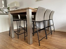 Set van 6 leren barstoelen - grijs leer
