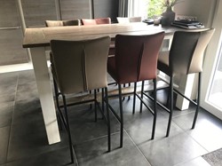 Set van 6 leren barstoelen - verschillende kleuren leer