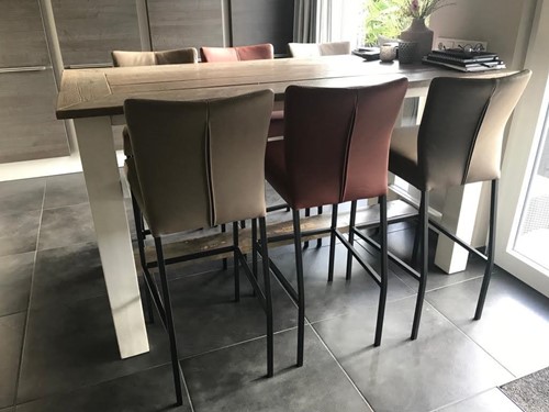Set van 6 leren barstoelen - verschillende kleuren leer