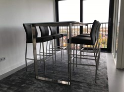 Set van 6 leren barstoelen - grijs leer