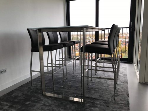 Set van 6 leren barstoelen - grijs leer