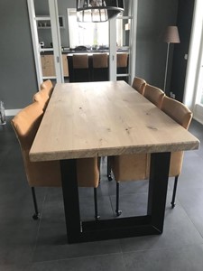 Leren eetkamerstoel desire, bruin leer, bruine keukenstoelen