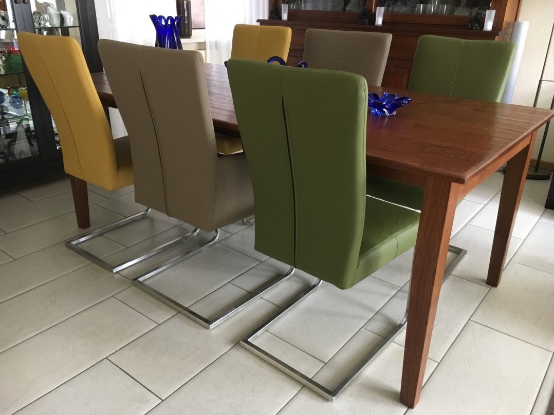 diepte vervangen Ondergeschikt Set van 6 leren eetkamerstoelen - met sledepoot - diverse kleuren ShopX