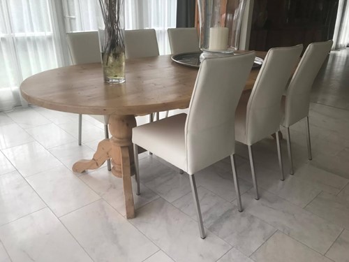 Set van 6 leren eetkamerstoelen - wit leer