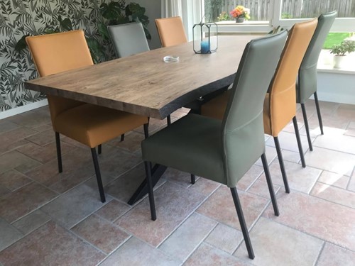 Set van 6 leren eetkamerstoelen - verschillende kleuren leer