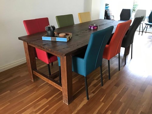 Set van 6 leren eetkamerstoelen - verschillende kleuren leer