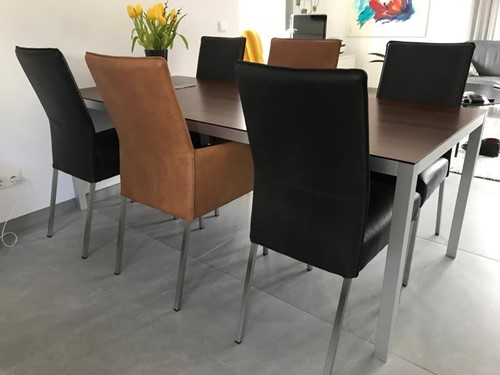 Set van 6 leren eetkamerstoelen - verschillende kleuren leer