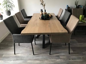 Leren eetkamerstoel daily met armleuning, 120+ kleuren leer, in keukenstoelen