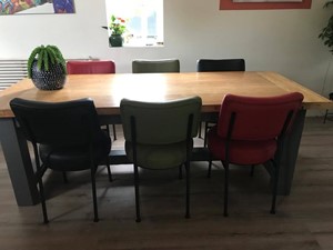 Set van 4 Set van 6 leren eetkamerstoelen met kruisframe - verschillende kleuren leer - Echt leer, Modern, ontdek de vele Leersoorten en Kleuren bij ShopX