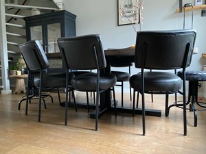 Set van 4 Set van 6 leren eetkamerstoelen met kruisframe - zwart leer - Echt leer, Modern, ontdek de vele Leersoorten en Kleuren bij ShopX