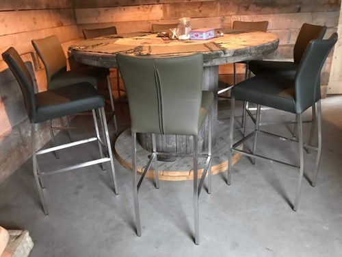 Set van 4 leren barstoelen - groen leer