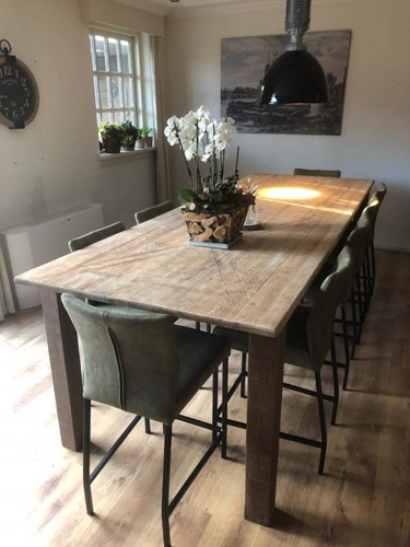 Set van 8 leren barstoelen - groen leer