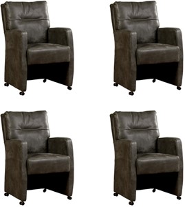 Leren eetkamerfauteuil sharp, grijs leer, grijze keukenstoelen