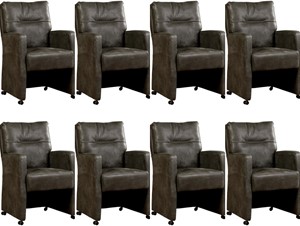 Leren eetkamerfauteuil sharp, grijs leer, grijze keukenstoelen