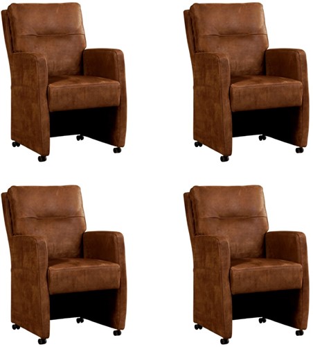 Leren eetkamerfauteuil Sharp - set van 4 stoelen