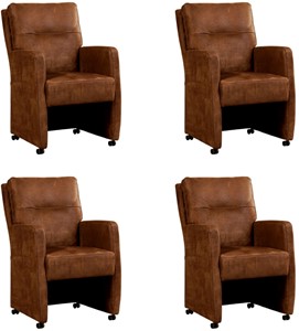 Leren eetkamerfauteuil sharp, bruin leer, bruine keukenstoelen