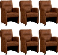 Leren eetkamerfauteuil Sharp - set van 6 stoelen