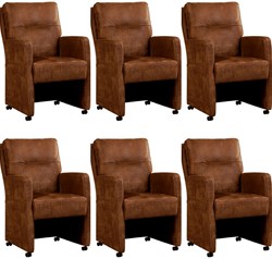 Leren eetkamerfauteuil Sharp - set van 6 stoelen