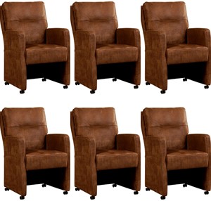 Set van 6 Leren eetkamerfauteuils Sharp