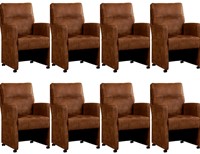 Leren eetkamerfauteuil Sharp - set van 8 stoelen