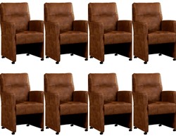 Leren eetkamerfauteuil Sharp - set van 8 stoelen