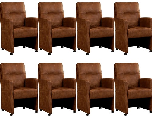 Leren eetkamerfauteuil Sharp - set van 8 stoelen