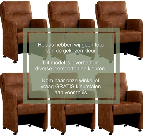 Leren eetkamerfauteuil Sharp - set van 6 stoelen - Hermes Leer Lever - Met handgreep - Zwart