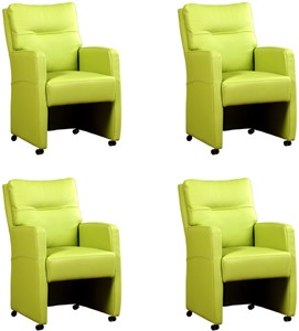 Leren eetkamerfauteuil sharp, groen leer, groene keukenstoelen