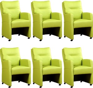 Leren eetkamerfauteuil sharp, groen leer, groene keukenstoelen