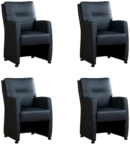 Leren eetkamerfauteuil Sharp - set van 4 stoelen - Toledo Leer Marine - zonder handgreep