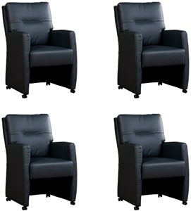 Leren eetkamerfauteuil sharp, blauw leer, blauwe keukenstoelen