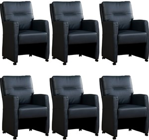Leren eetkamerfauteuil sharp, blauw leer, blauwe keukenstoelen