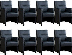 Leren eetkamerfauteuil sharp, blauw leer, blauwe keukenstoelen