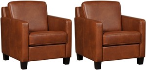 Leren fauteuil smart, bruin leer, bruine stoel