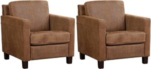 Leren fauteuil smart, bruin leer, bruine stoel