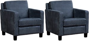 Leren fauteuil smart, blauw leer, blauwe stoel