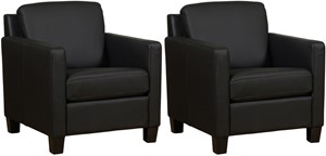 Leren fauteuil smart, zwart leer, zwarte stoel